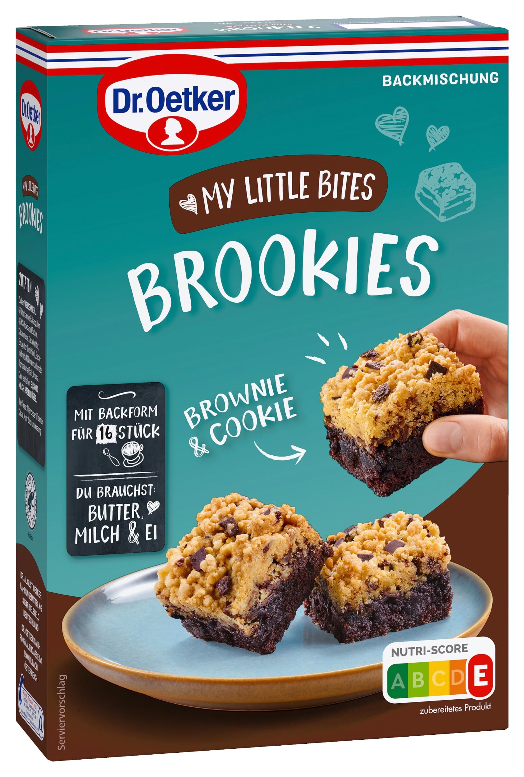 Dr. Oetker MY LITTLE BITES 6er Probier-Set, 2 x Salted Caramel Cookie Cups, 2 x Brookies, 2 x Cinnamon Rolls, Backmischungen