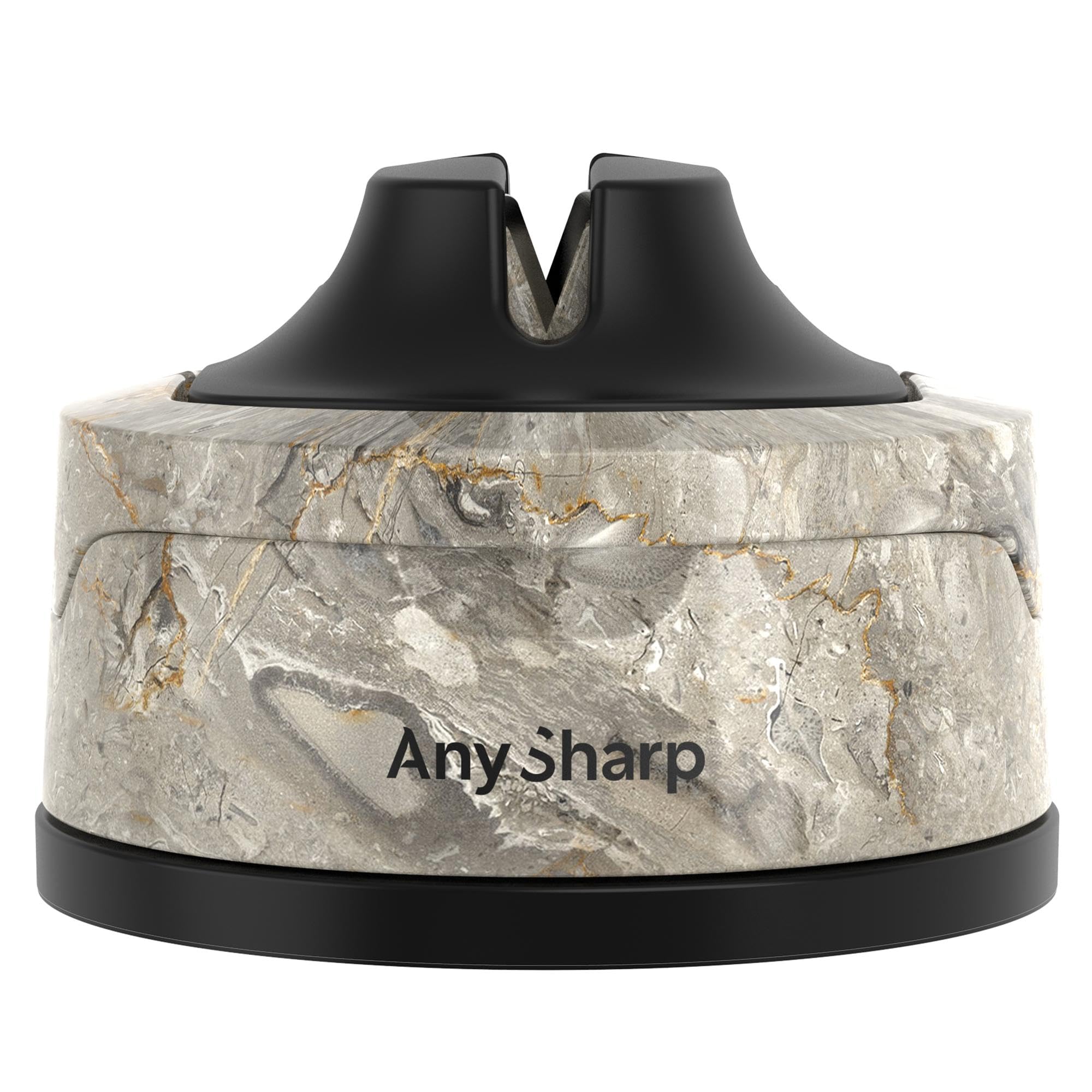 AnySharp Evo Affilacoltelli, Sicurezza Mani Libere, Potente Suzione PowerGrip, Affila Sicuramente Tutti i Coltelli da Cucina, Ideale per Acciaio Temperato e Dentati, Il Migliore del Mondo, Pietra