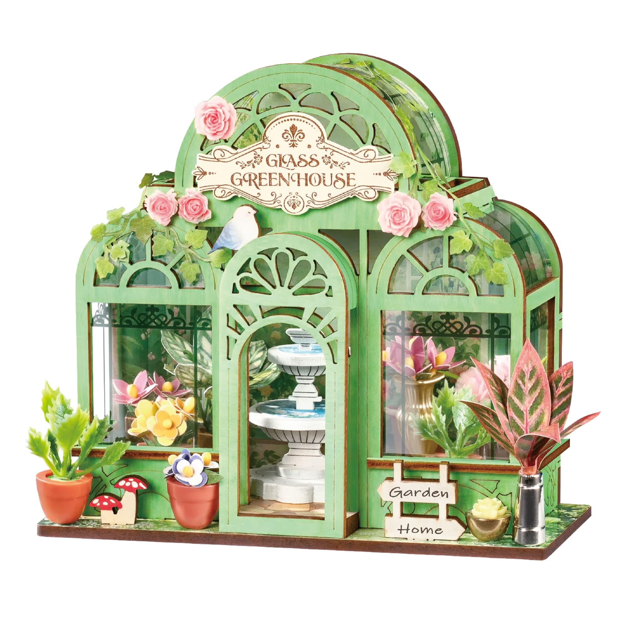 Rolife Maison de Poupée Série Mini Magasin Maquette Kit de Maison Miniature Maquette en Bois Book Nook Kit Décoration Intérieure Cadeau d'anniversaire pour Adultes (Jardin à Fontaine) - 1