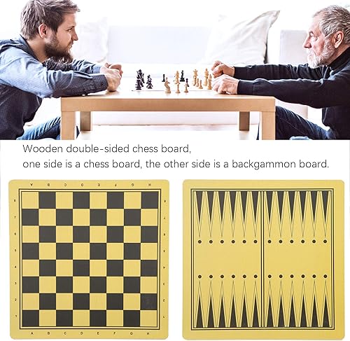 Miniatura 4 de Juego de 2 tableros de ajedrez y backgammon de madera de doble propósito, duradero y multiusos para interiores y exteriores, para ajedrez, damas y