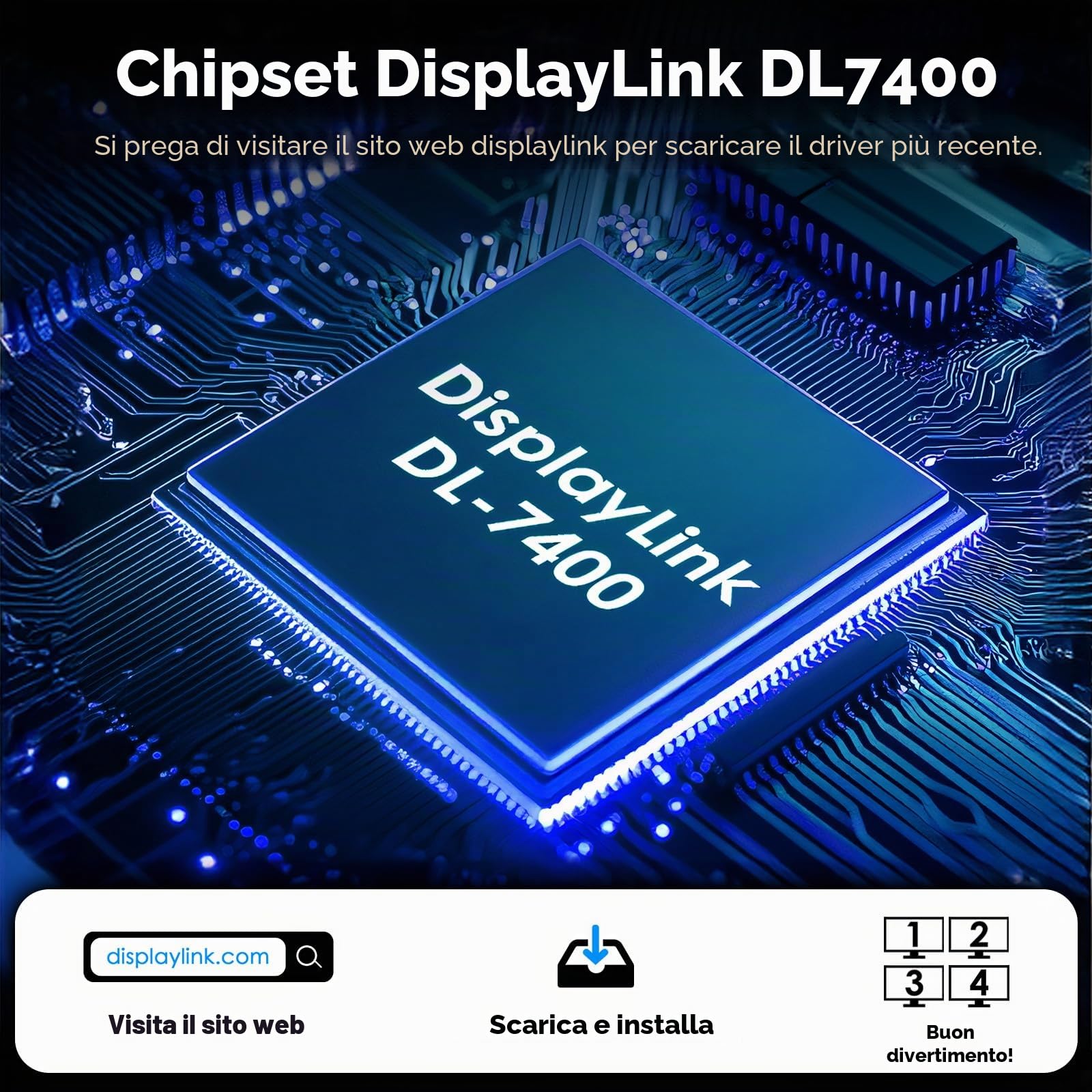 WAVLINK Display esteso da USB 3.0 USB C a Quad HDMI Splitter per quattro monitor con PD da 85 W, adattatore Displaylink 4 HDMI 4K a 60Hz per Mac M1/M2/M3/M4 o Windows,Compatibile con nuovo MacBook Neo