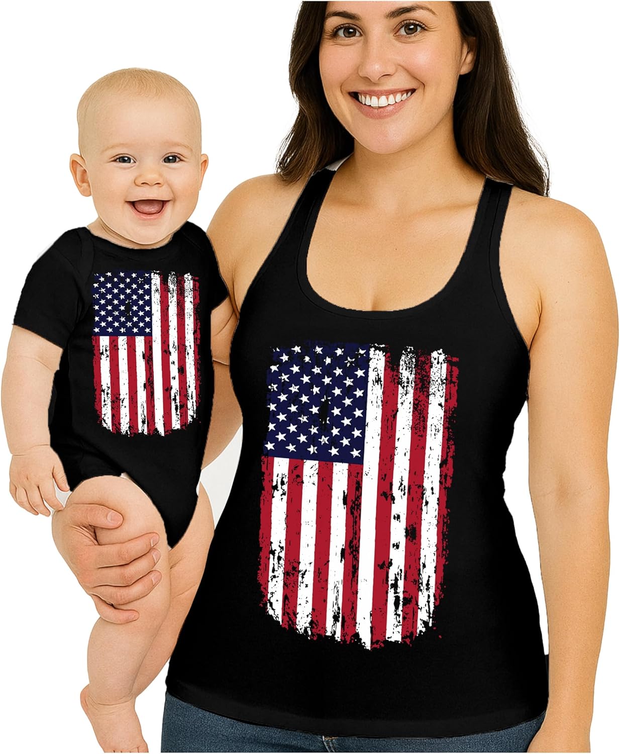 Tstars American Flag Mommy & Me 4th of July Outfits | Patriotic Memorial Day USA Mom and Baby Matching Shirts