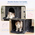 Heybly Arbre de chat, tour de chat de 25,6 pouces avec grand perchoir pour grands chats, mobilier de maison de chat Stair-Style avec condos à double layer, postes de scratching sisal, panier confortable & Pompom, gris fumé HCT204SG