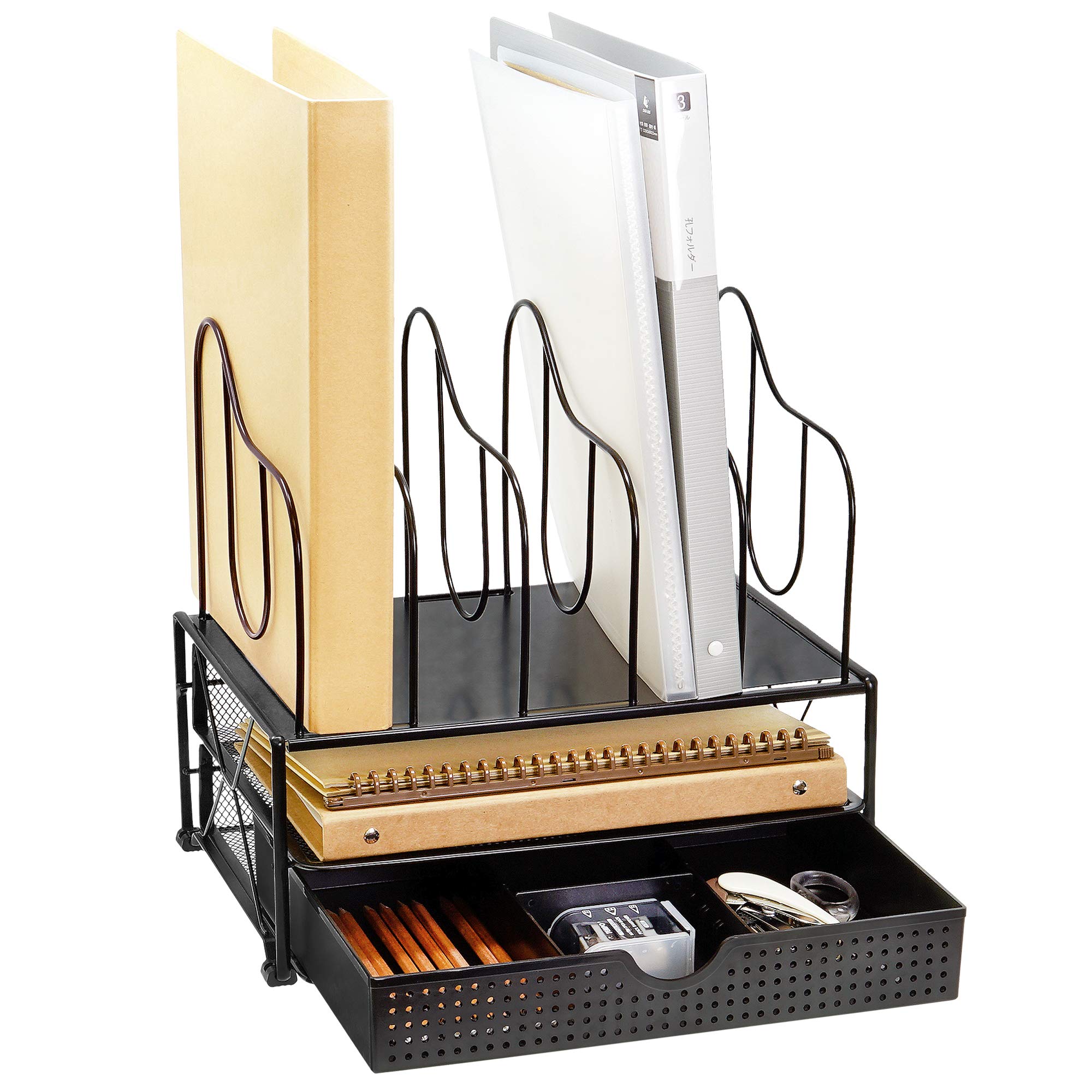 Buy CAXXA Metal Desk Organizer with Two Mesh Trays, Sliding Drawer with