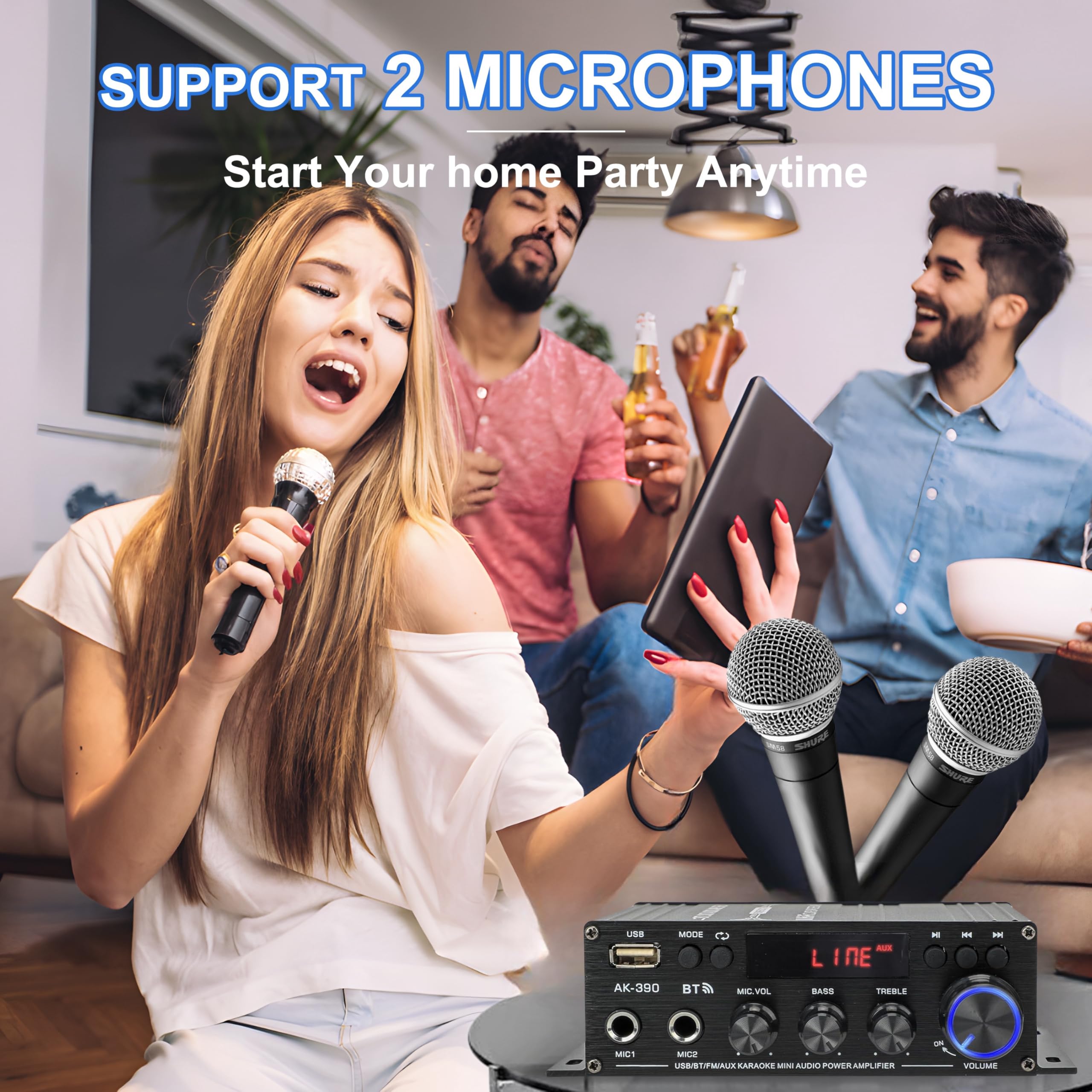 Amplificateur Hifi Bluetooth 5.0 2 Canaux 40W+40W 400W 12V 5A avec Télécommande