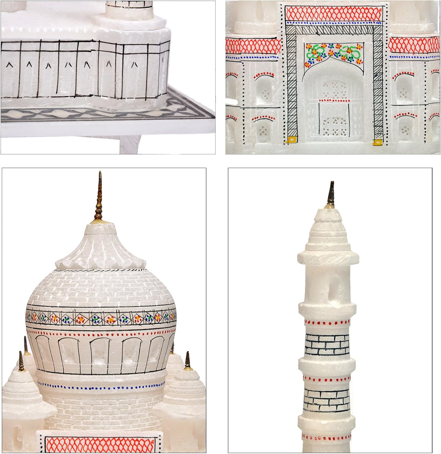 Handmade White Marble Taj Mahal Replica 9x9 Inch – Agra India Souvenir Miniature Model – Home Decor Gift – Symbol of Love – Small Handcrafted Architecture Collectible