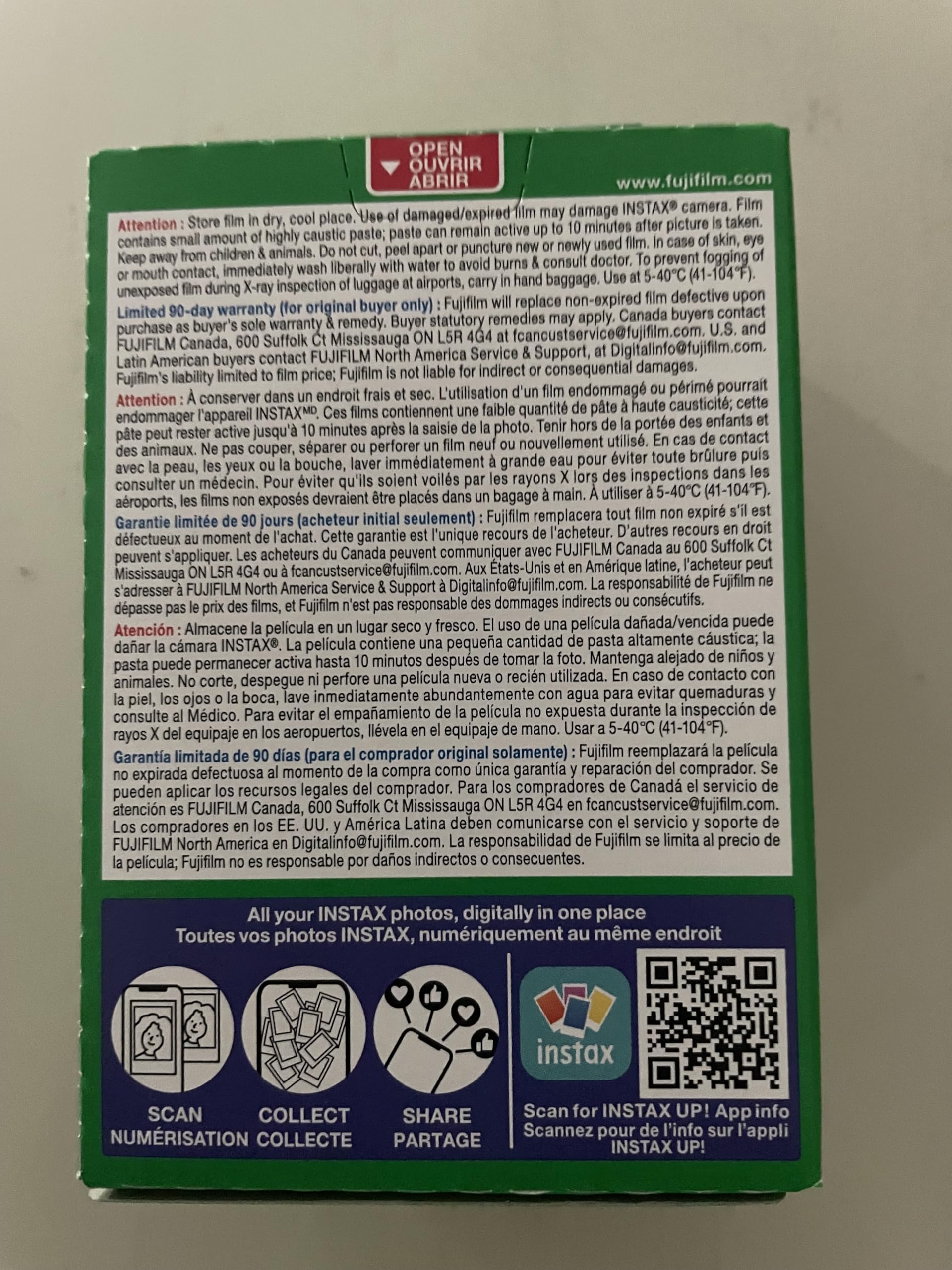 5 X Fujifilm Instax Mini Film Single Pack 10 sheets per Pack