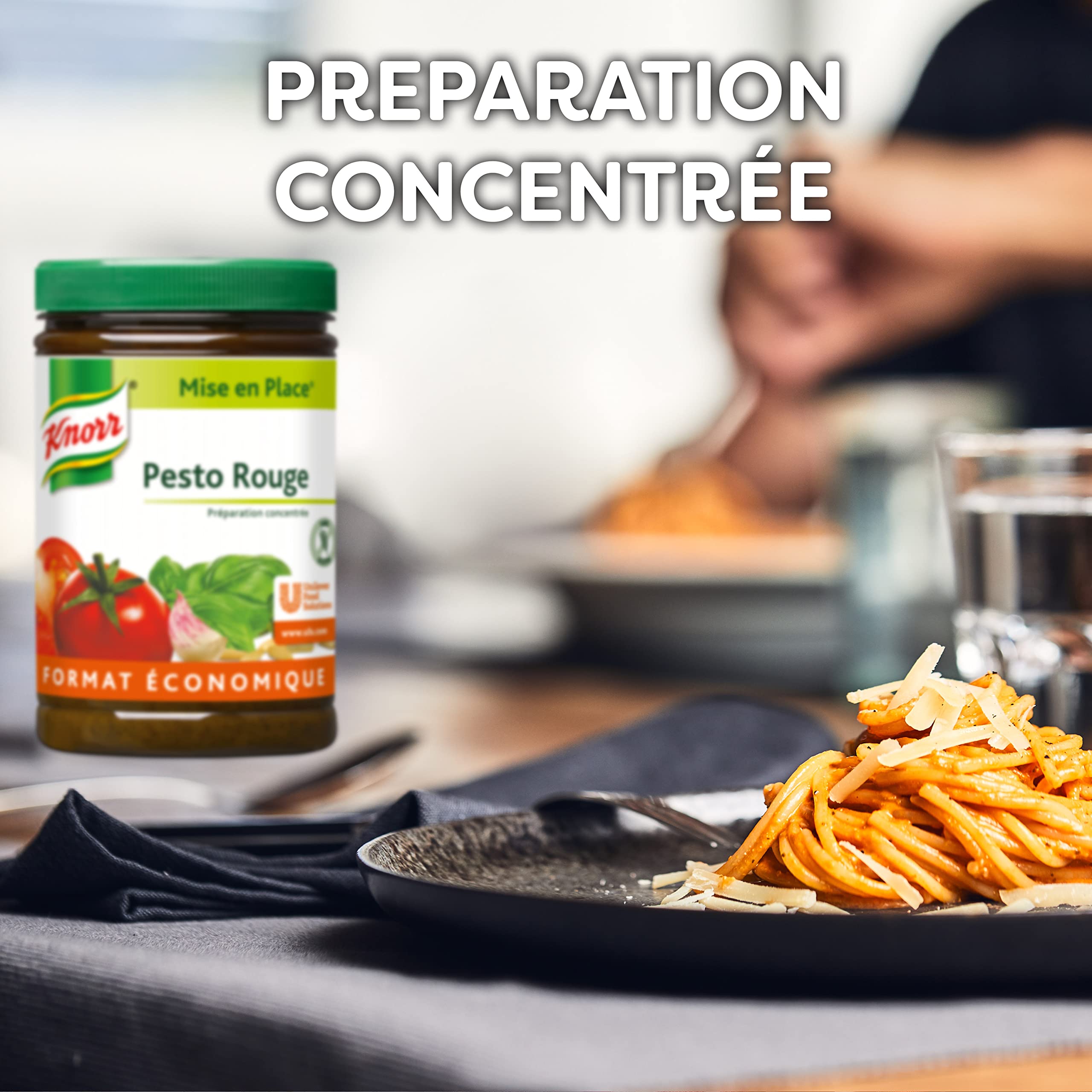 Knorr Mise en place pesto rouge traditionnel, marinades et assaisonnements, délicieux Chaud comme Froid, Vegan,Ail BIO, Huile d'olive extra vierge, pot 700g