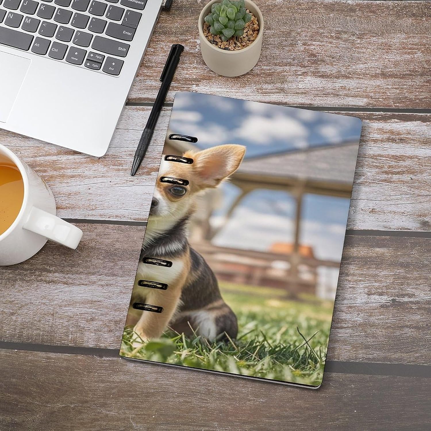 Farm Cute Chihuahua A5 Planner Binder Leather Planner Binder with 6 Ring Refillable Notebook Binders Smart Ring Binders for Budget Journal Photocard Holder Recipe Book image 4