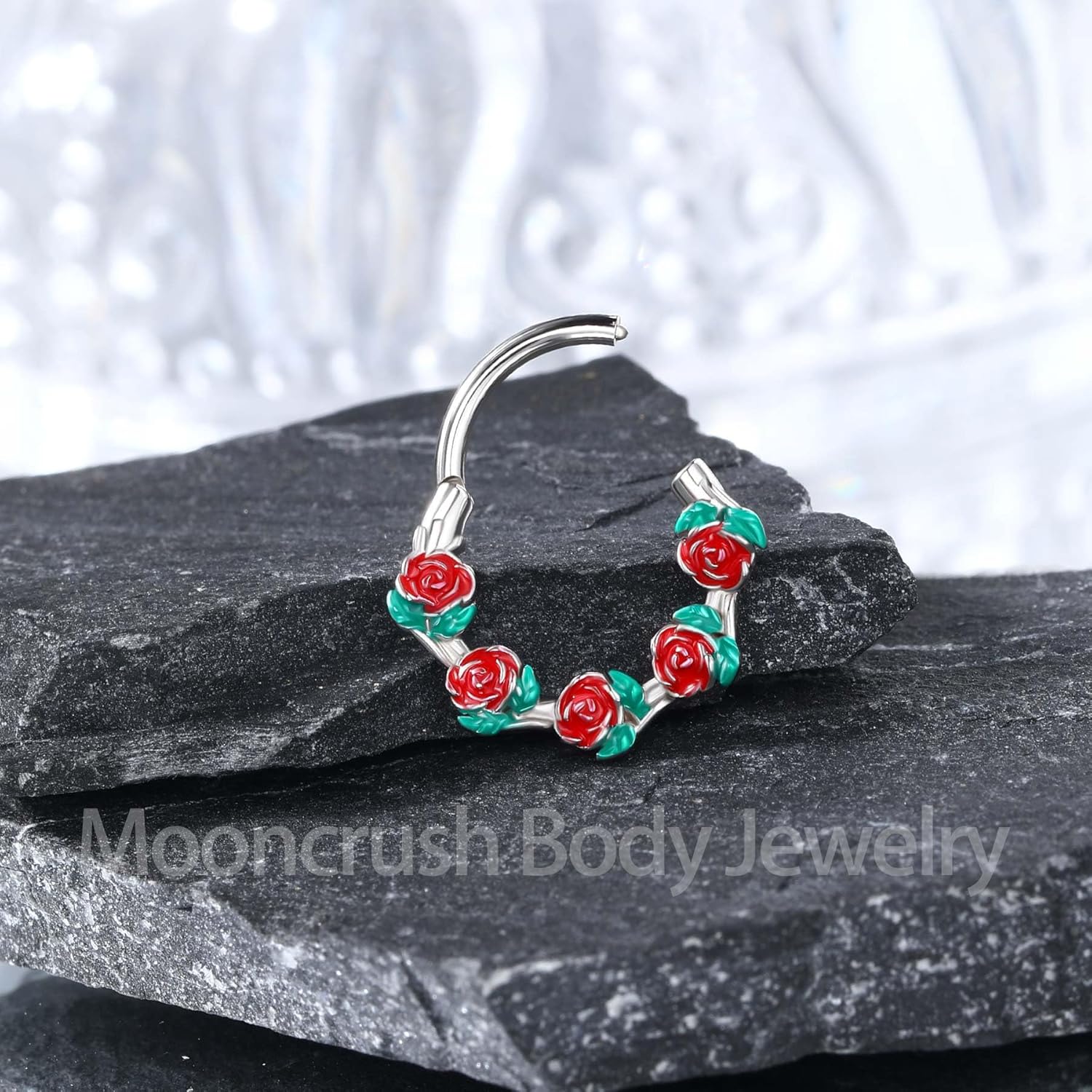 Flower Septum Rings 16G Silver Septum Jewelry Cute Helix Daith Earrings for Women Dainty Daith Piercing Jewelry Stainless Steel - Image 6