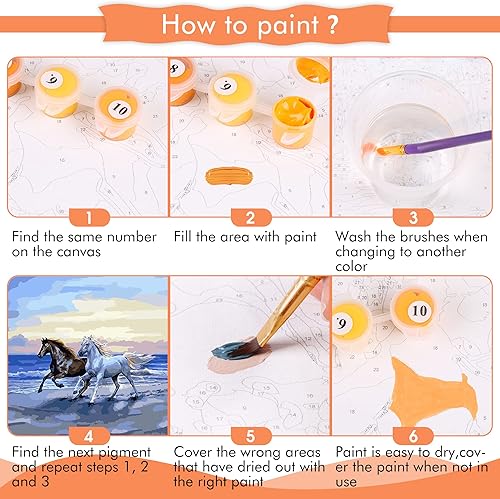 Miniatura 6 de Toudorp Kits de pintura por números de 16 x 20 pulgadas, pintura en lienzo para adultos principiantes y niños con pinturas acrílicas y pinceles,