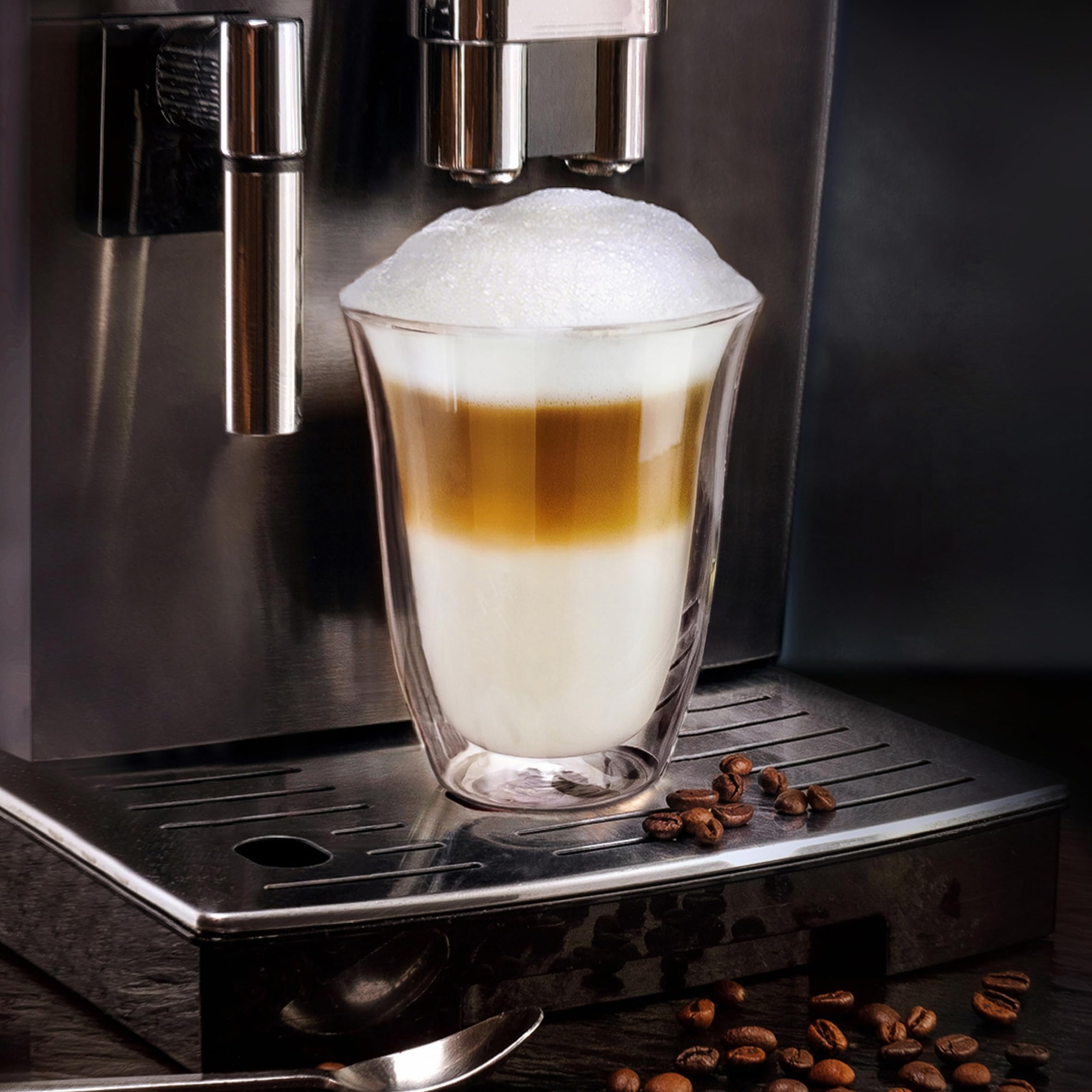 Creano Double Walled Coffee Glasses 400ml, Insulated Latte Macchiato Cups, Cappuccino, Tea, Handmade Heat Resistant XXL Mugs - Image 4