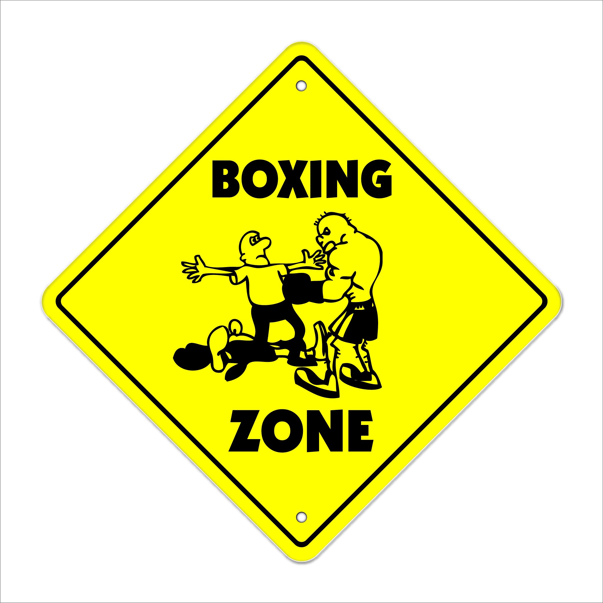 Boxing Crossing Sign Zone Xing | Indoor/Outdoor | 14" Tall Plastic Sign boxer fighter fight gloves ring punching bag heavy handwraps