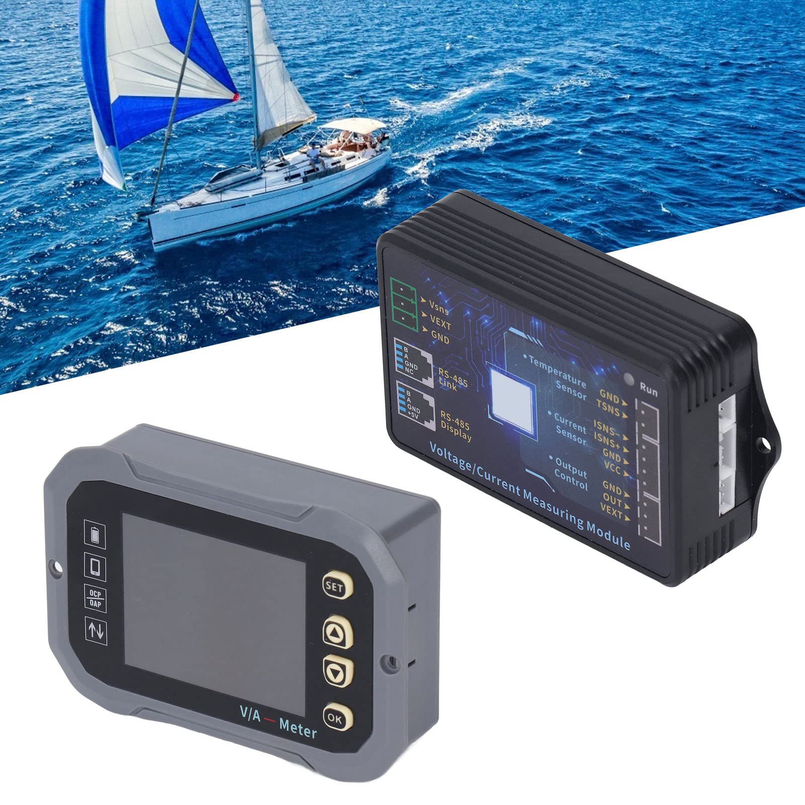 Monitor de Batería con Derivación, Voltímetro Coulómetro, Monitor de Batería 400 A, Pantalla Ultra Clara de 2,4 Pulgadas con Derivación de Corriente de Voltaje de 0 A 120 V,