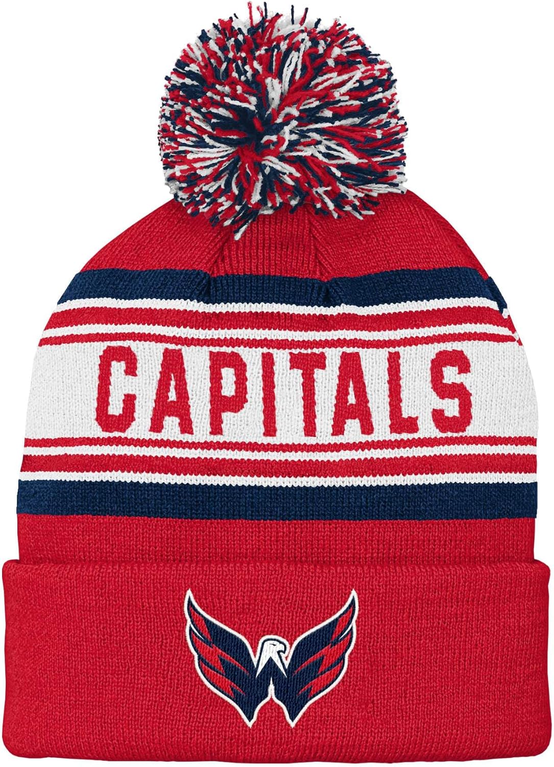 NHL Kids Youth 8-20 Official Primary Logo Sport Knit Cold Weather Cuffed Pom Beanie Hat - Image 2