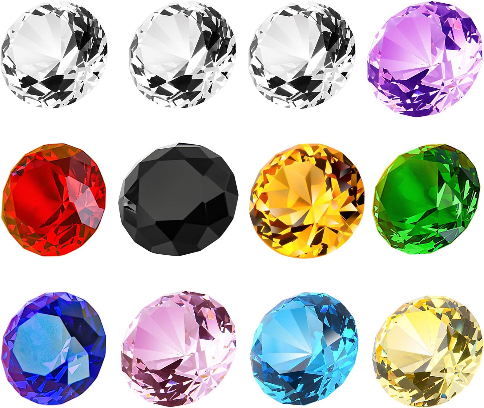 12PC 30mm (1.2 inch) Crystal Diamond Pirate Gems Multicolor Paperweight Jewel...