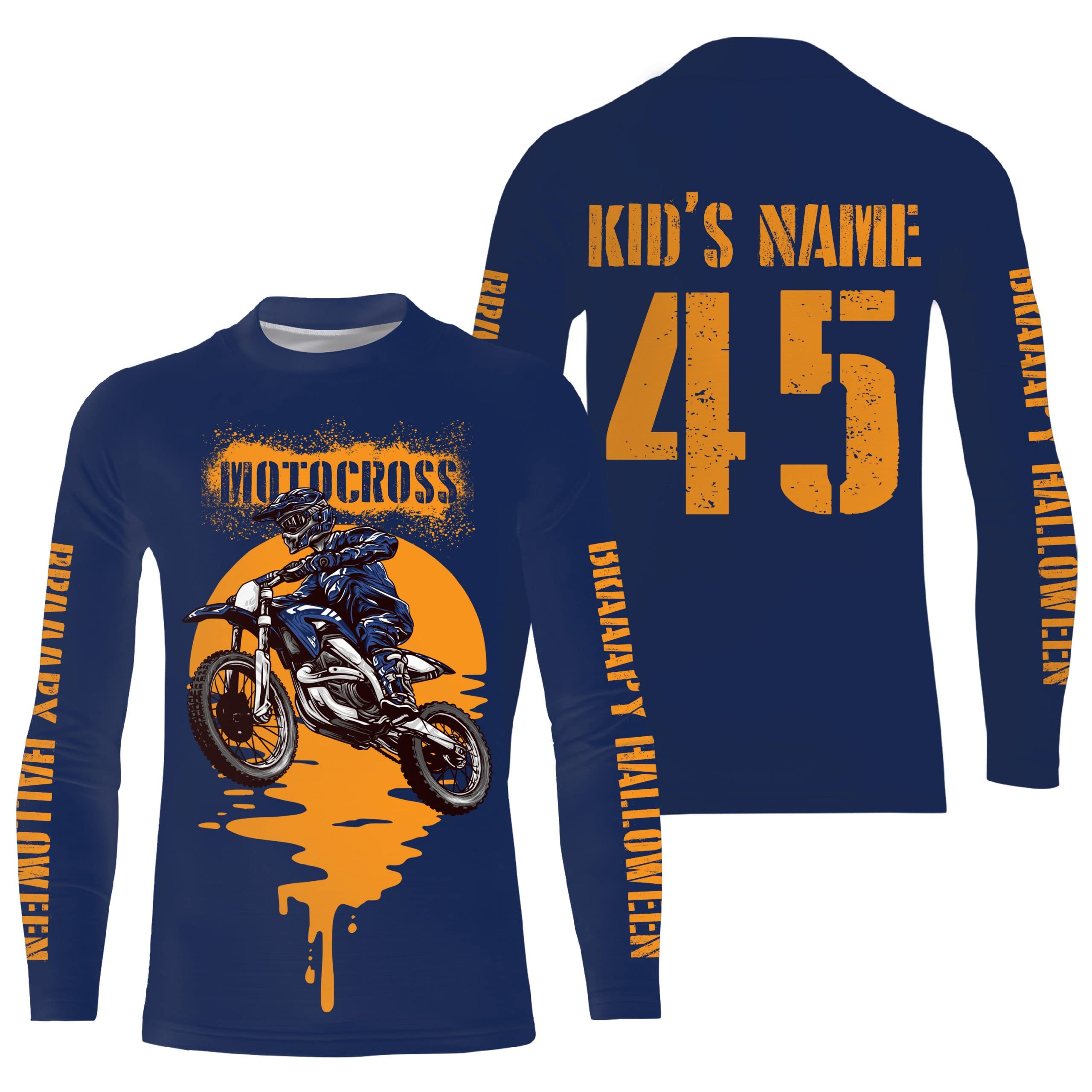 Braaapy Halloween Personalized Motocross Jersey UPF30+ Kids Men Women Dirt Bike Blood Moon Bikers Shirt NMS1043