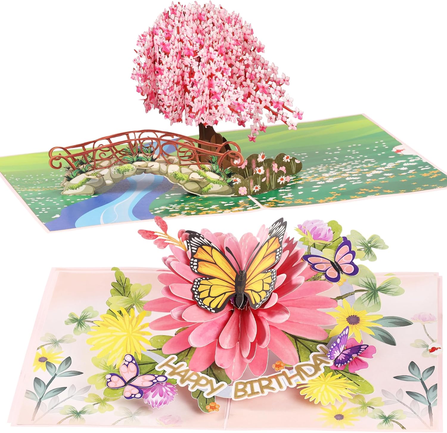 SISTIMON 2-Pack Pop Up Flowers Cards, Popup Birthday Getting Cards, Romantic Anniversary Card, Valentine's Day, Mothers Day, All Occasions for Wife Husband Him Her Couple Parents Boyfriend Girlfriend