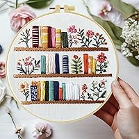 JOZYSH 8" Flowers Embroidery Kit for Beginners - Stamped Cross Stitch Starter Set with Hoops, Threads, Tools & Instructions for Home Decor