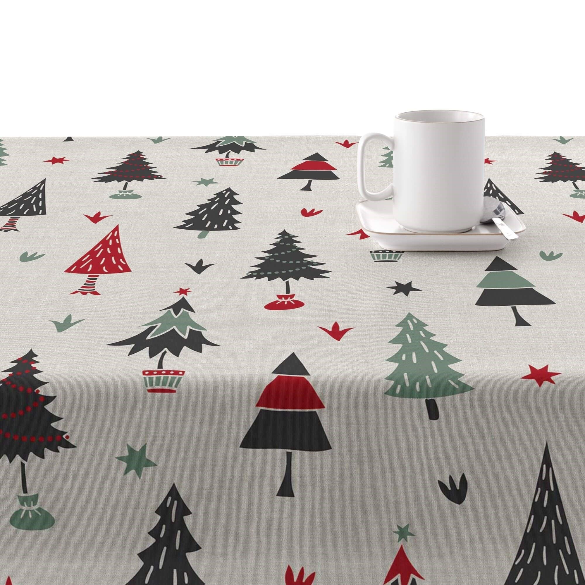 BELUM | Mantel Navidad 300x140 cm 100% algodón resinado Antimanchas (Tacto no plastificado) Modelo Merry Christmas 82
