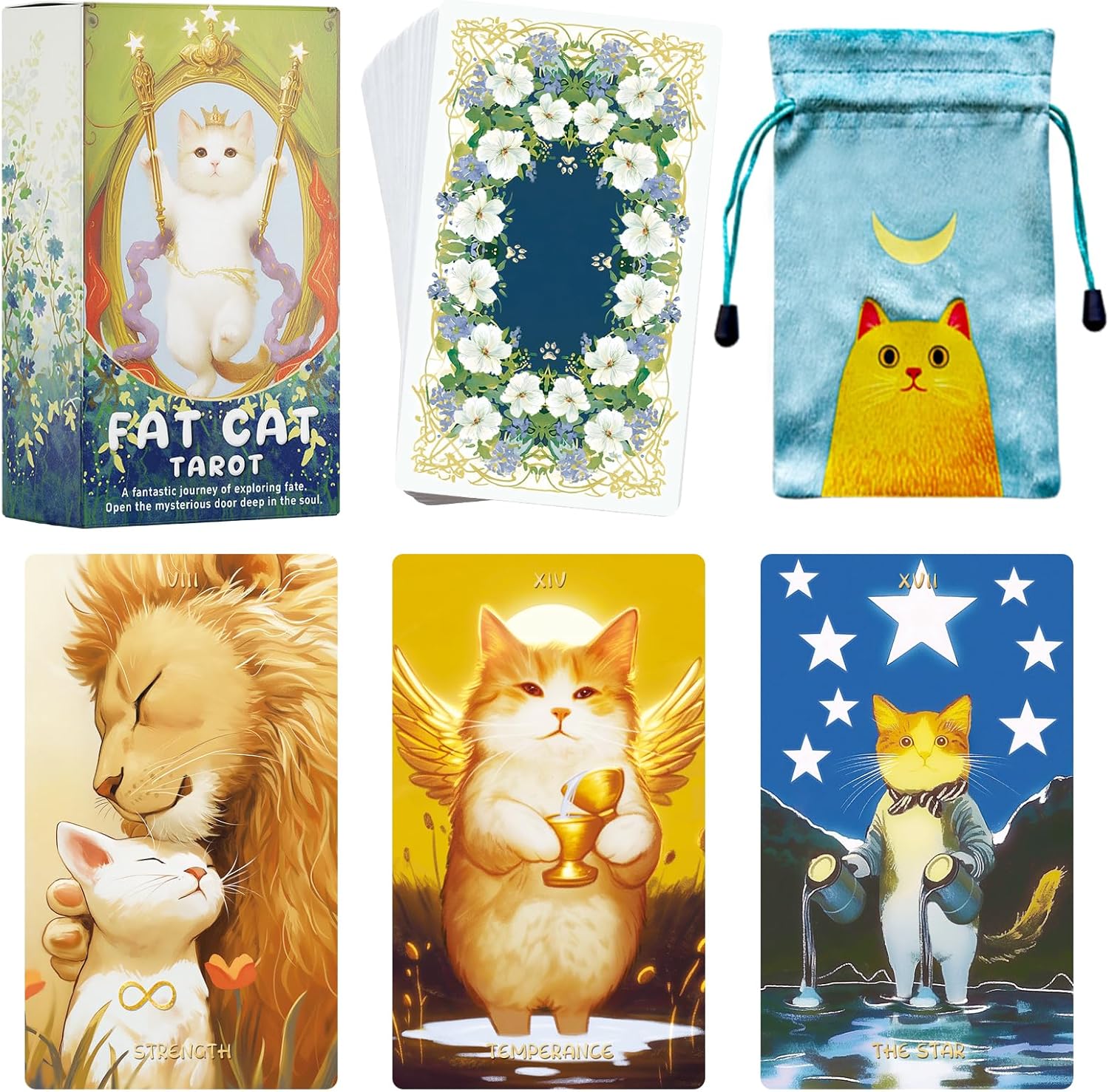 Cat Tarot Cards for Beginners,78 pcs Tarot Deck ,Tarot Cards with Guide Book,Cute Cartoon cat Style Tarot Fortune Telling, Original and Beautiful Everyday Witch Decks