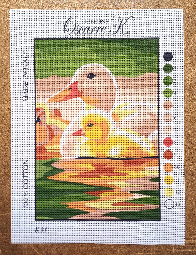 Oscarre K. gobelins - Set 4 Kit Ricamo Mezzo Punto Croce Completi - Cuccioli - Canovaccio Stampato 30 x 22 cm (Ricamo Finito 23 x 16 cm)