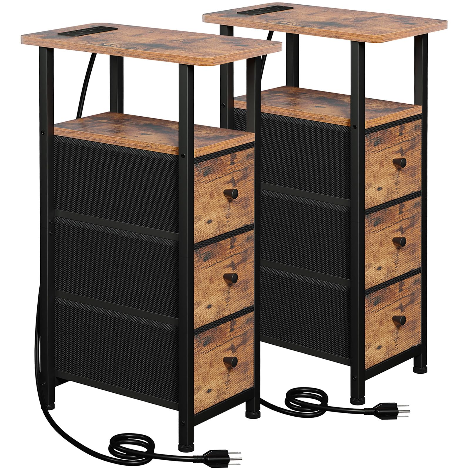 LOAKEKEL Narrow End Tables Set of 2