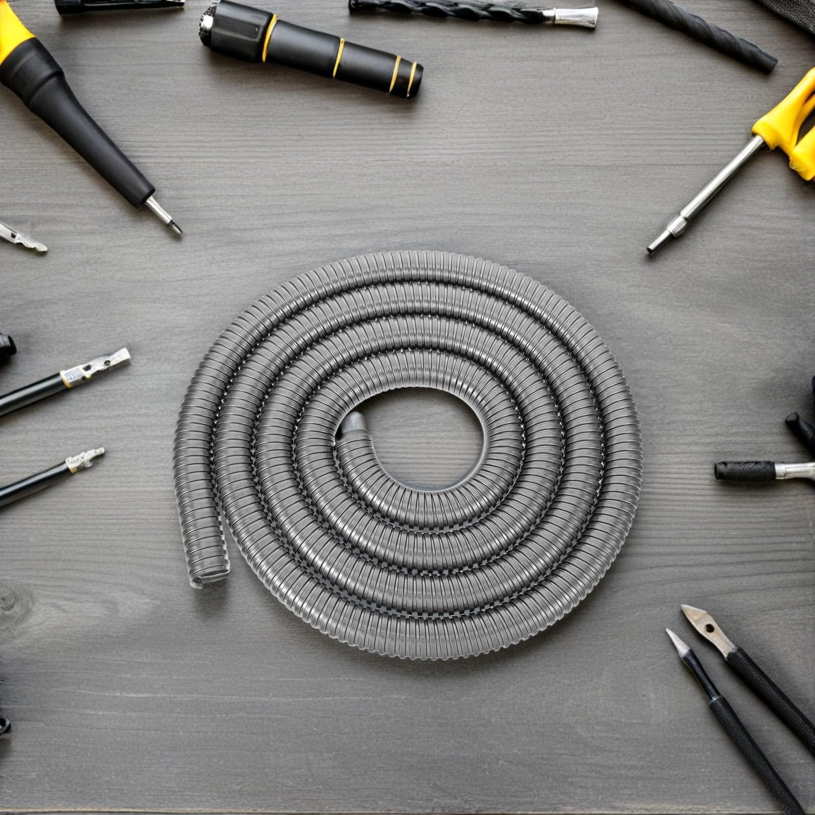LIFKOME Conduit électrique Flexible, Gaine de câble en Acier Inoxydable 304, Protection ضد Abrasion pour câblage extérieur et Atelier, Argent, Tube métallique Flexible pour Fils,