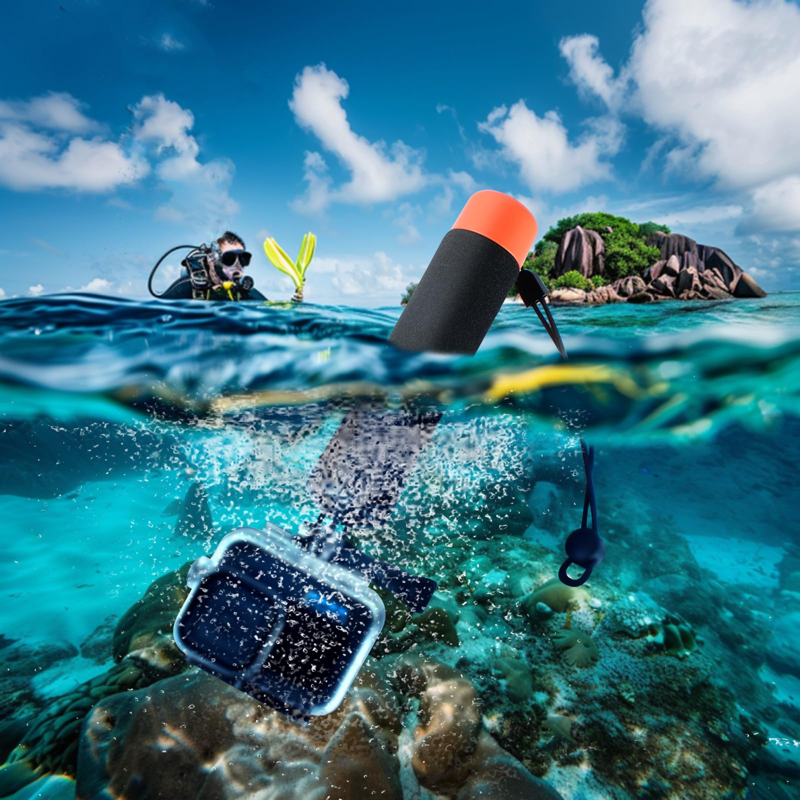 Mango Flotante De Flotador Adaptable Para Gopro Agarre A Prueba De Agua
