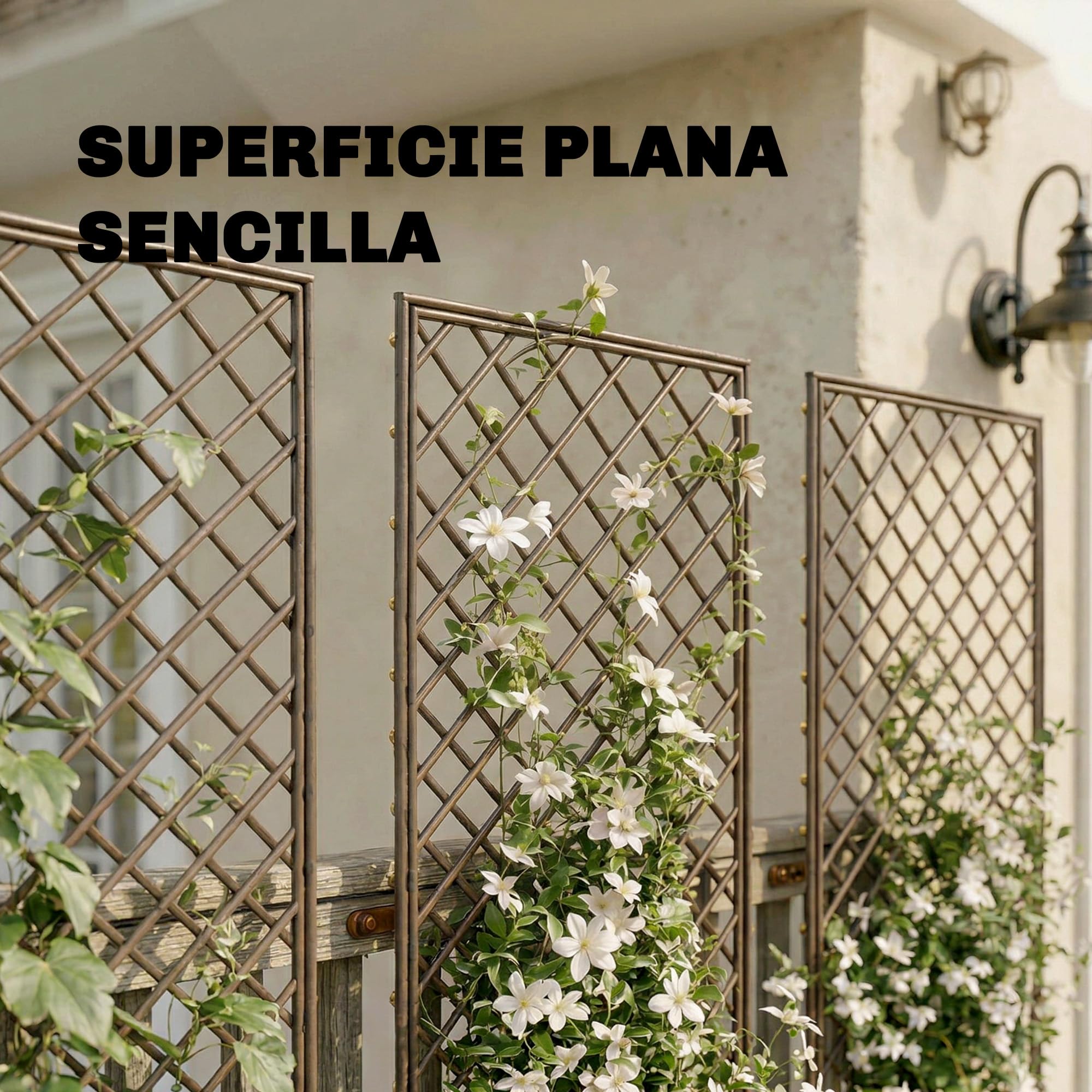 Outsunny Juego de 3 Enrejados de Jardín de Mimbre, Soportes para Plantas Trepadoras con Parte Superior Plana, para Frutas, Verduras, Flores, Decoración Exterior para Patio, 43x112 cm, Madera Natural