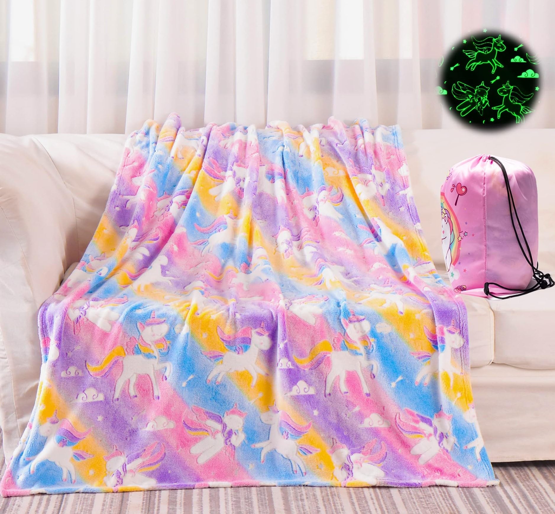 Unicorn Glow In The Dark Blanket For Girls Unicorns Gifts