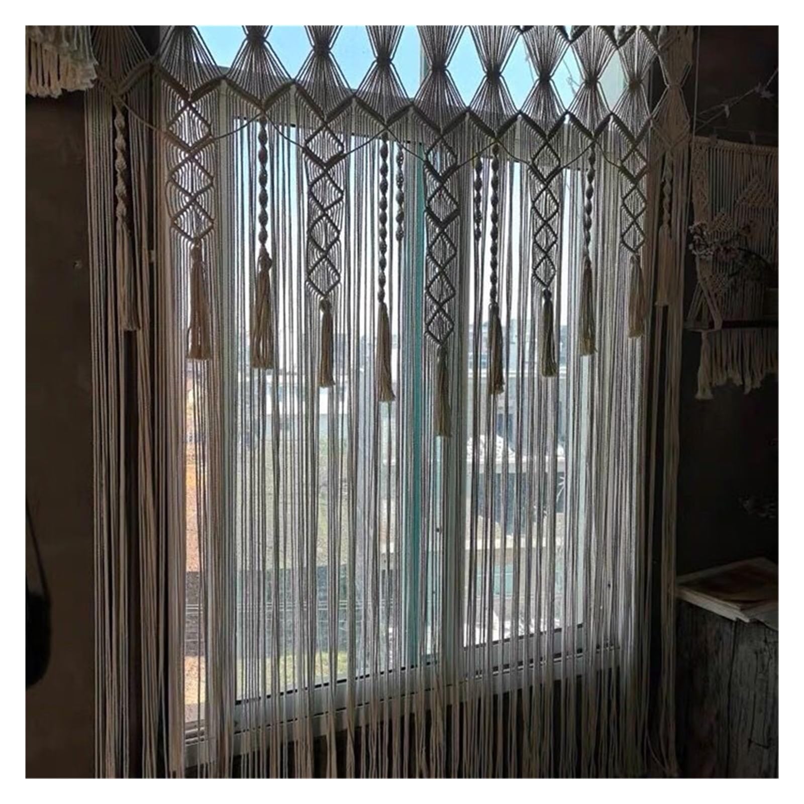 Rideau en macramé tissé à la Main, 1 pièce, Tapisserie Murale Suspendue for Porte et fenêtre pour Cuisine