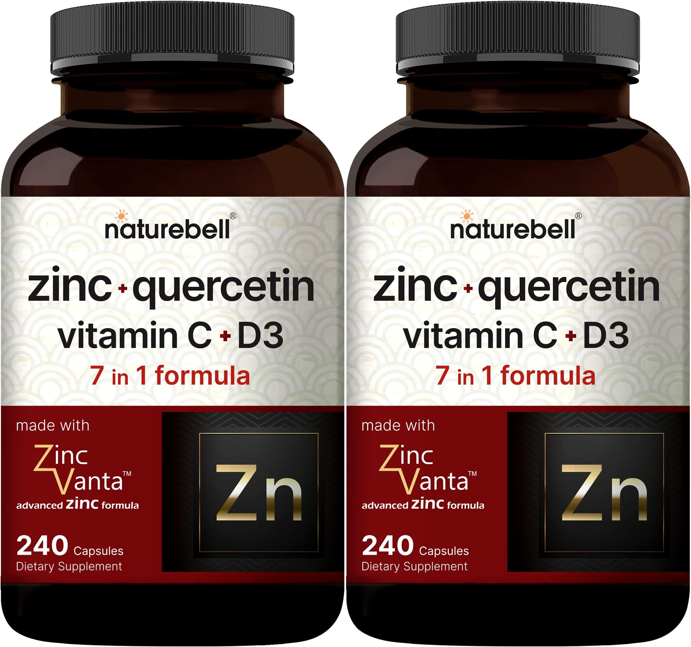 Zinc Quercetin with Vitamin C & D3, 480 Capsules (2 Pack) | Quercetin 1,000mg + Zinc 50mg + Vitamin C 250mg + Vitamin D3 5,000 IU | 4-in-1 Advanced Immune & Lung Support | ZincVanta Formula