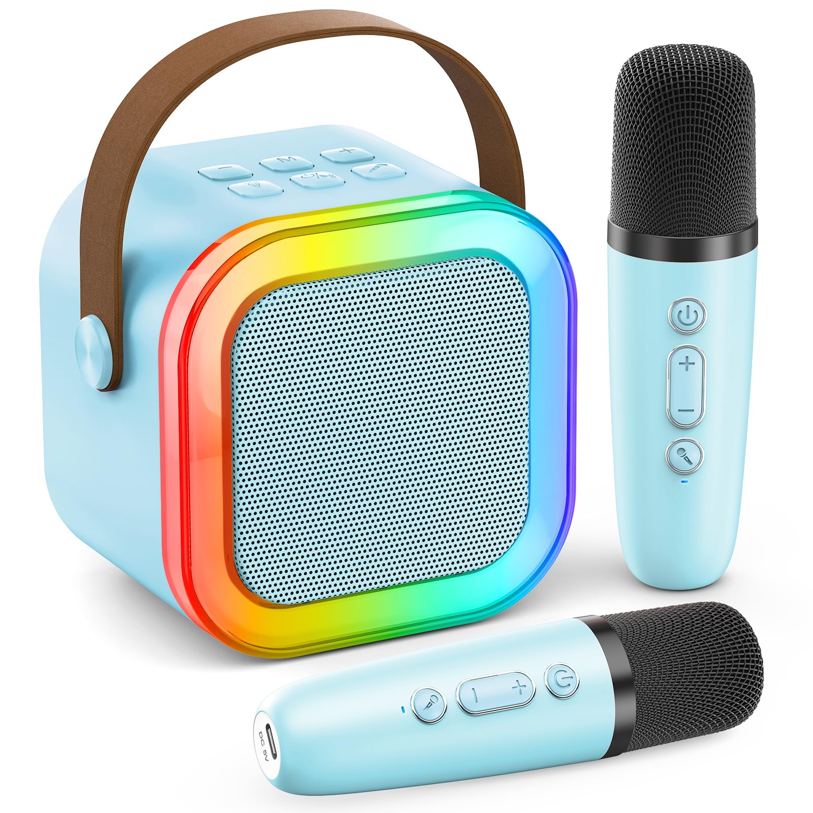Karaoke Machine Kids Adults,Bluetooth Speaker with 2 Wireless Microphones