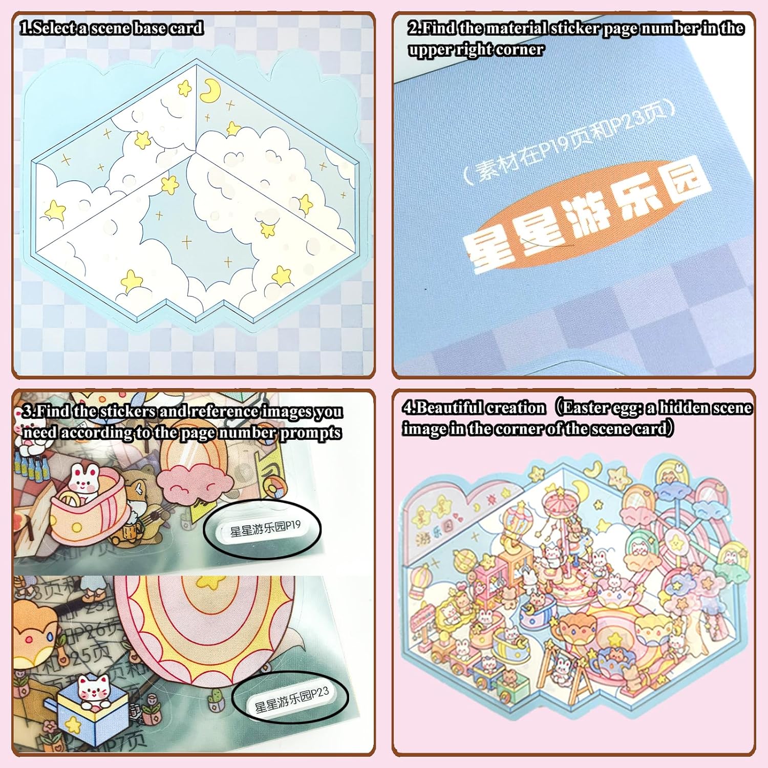 3D Sticker Scene 20 Sets Sticker Therapy Adults Relief Stress Cartoon Animal House Scene Stickers DIY for Kids