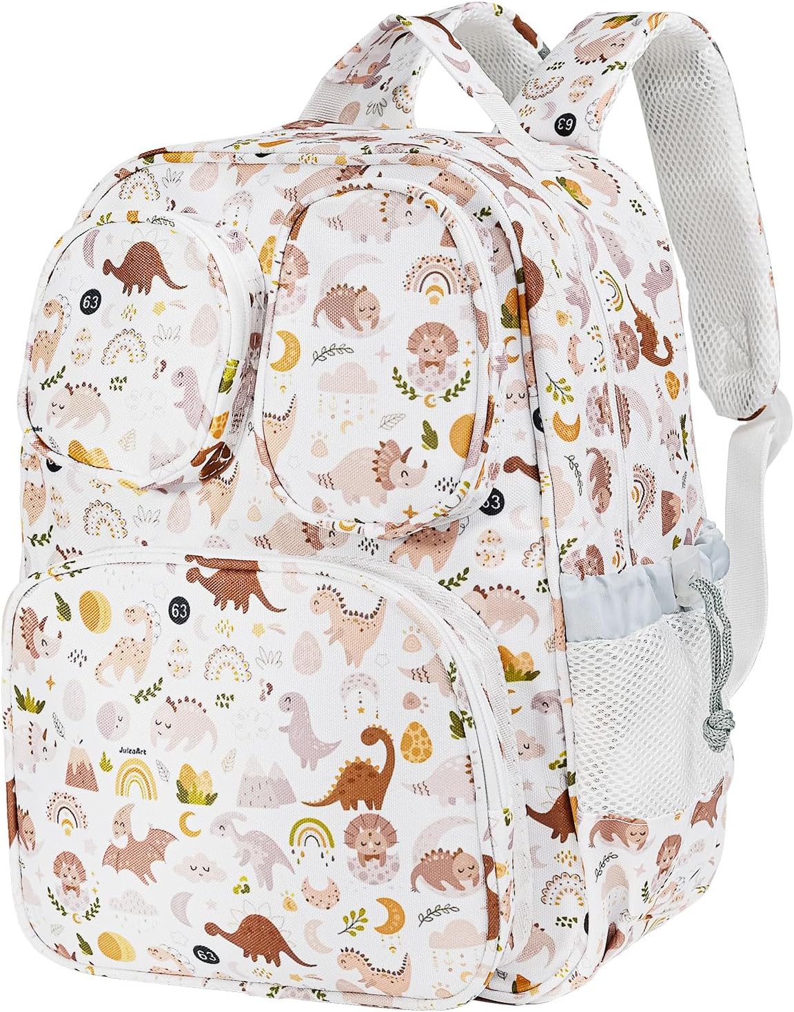 Toddler Backpack for Girls Boys 4+, Lightweight 14” Kids Bookbags with Chest Buckle for Preschool,Travel,Kindergarten,Elementary, Durable & Water-Resistant Fabric,White