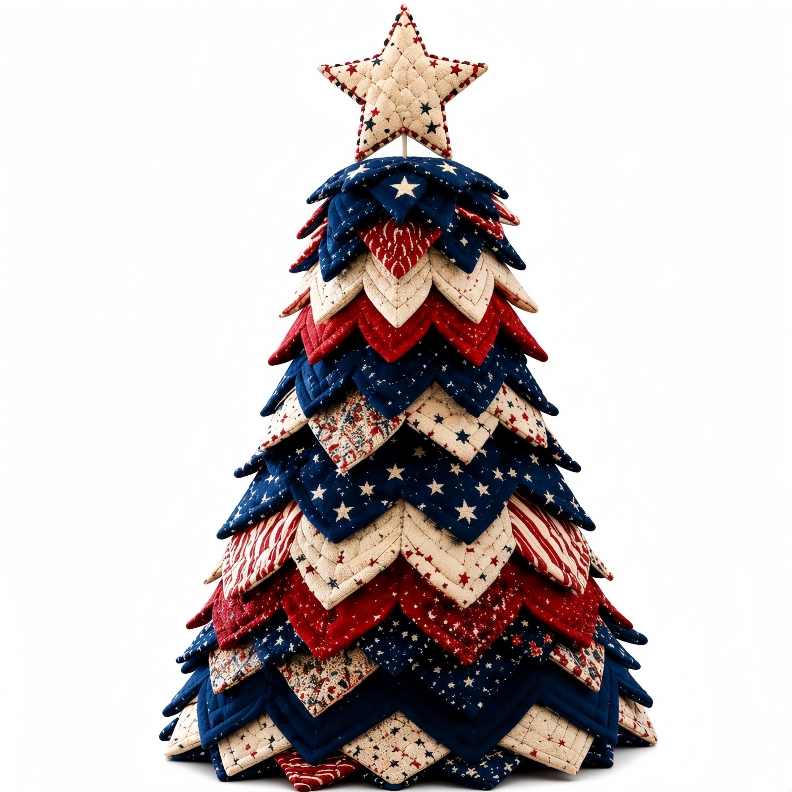 Americana Christmas Tree Quilt Kit, DIY Patchwork Sewing Kit for Adults(1P)
