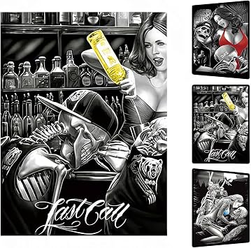 Sexy Girl Skull Biker 3D Poster Wall Art Decor Print Unframed | 12x16 inches | Lenticular Posters & Pictures | Photo Memorabilia Gifts for Guys & Girls Bedroom