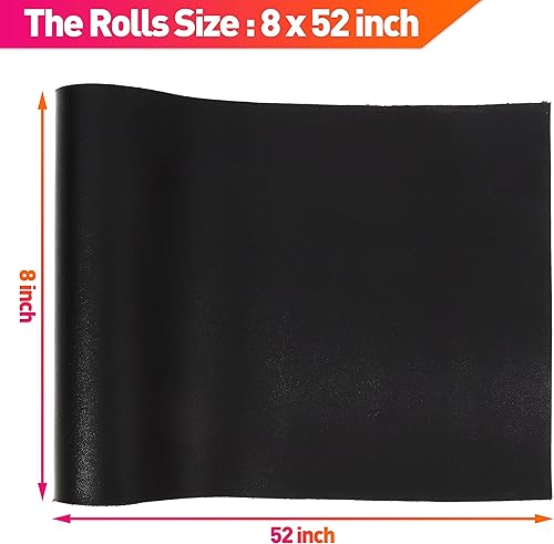 Miniatura 3 de Rollo de piel sintética negra hojas de cuero sintético suave y liso de 8 x 52 pulgadas para manualidades de costura