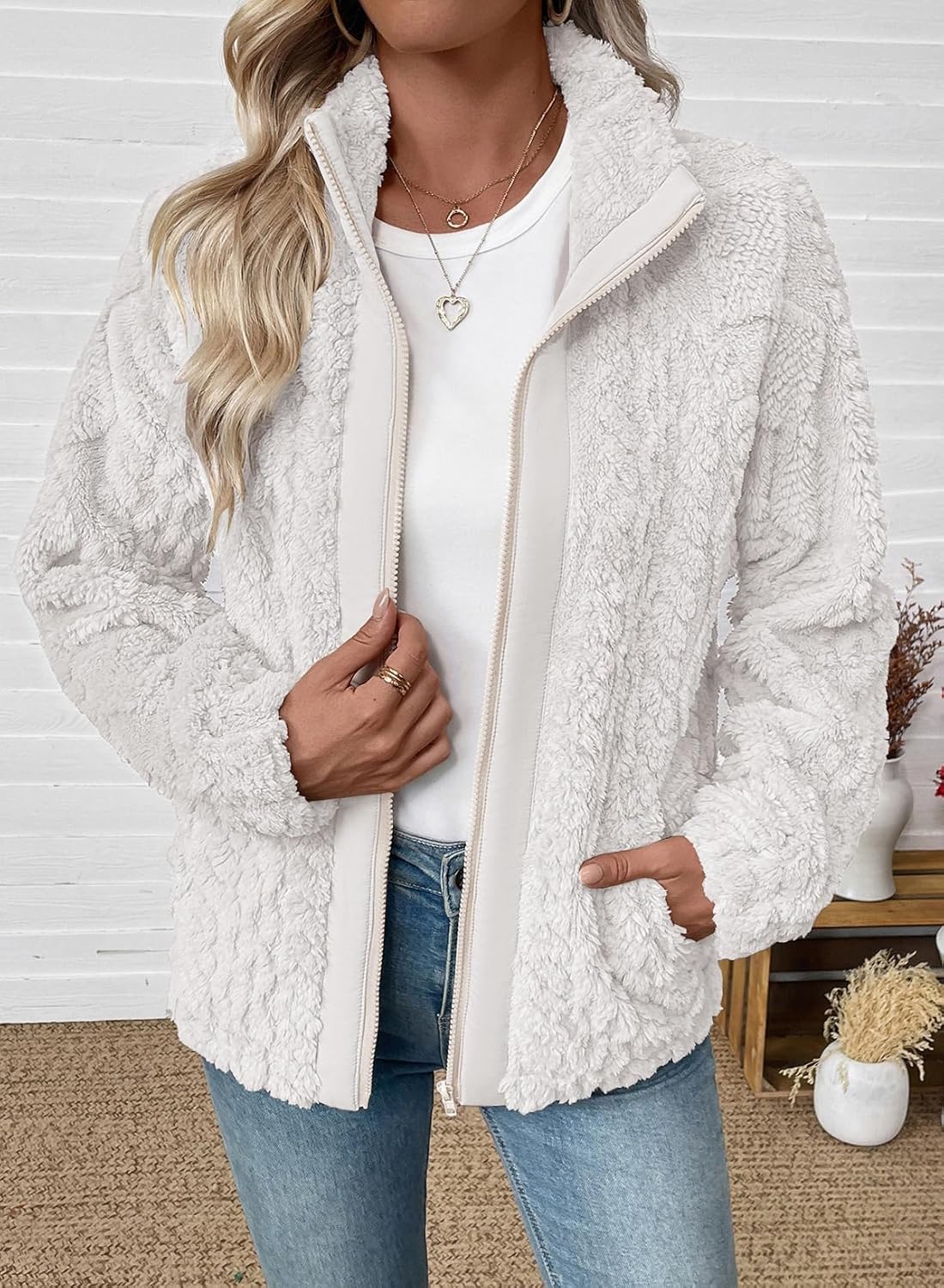 EVALESS Fleece Jacket Womens Sherpa Jacket Long Sleeve Zip Up Coat Winter Clothing Fashion 2025 - Image 3