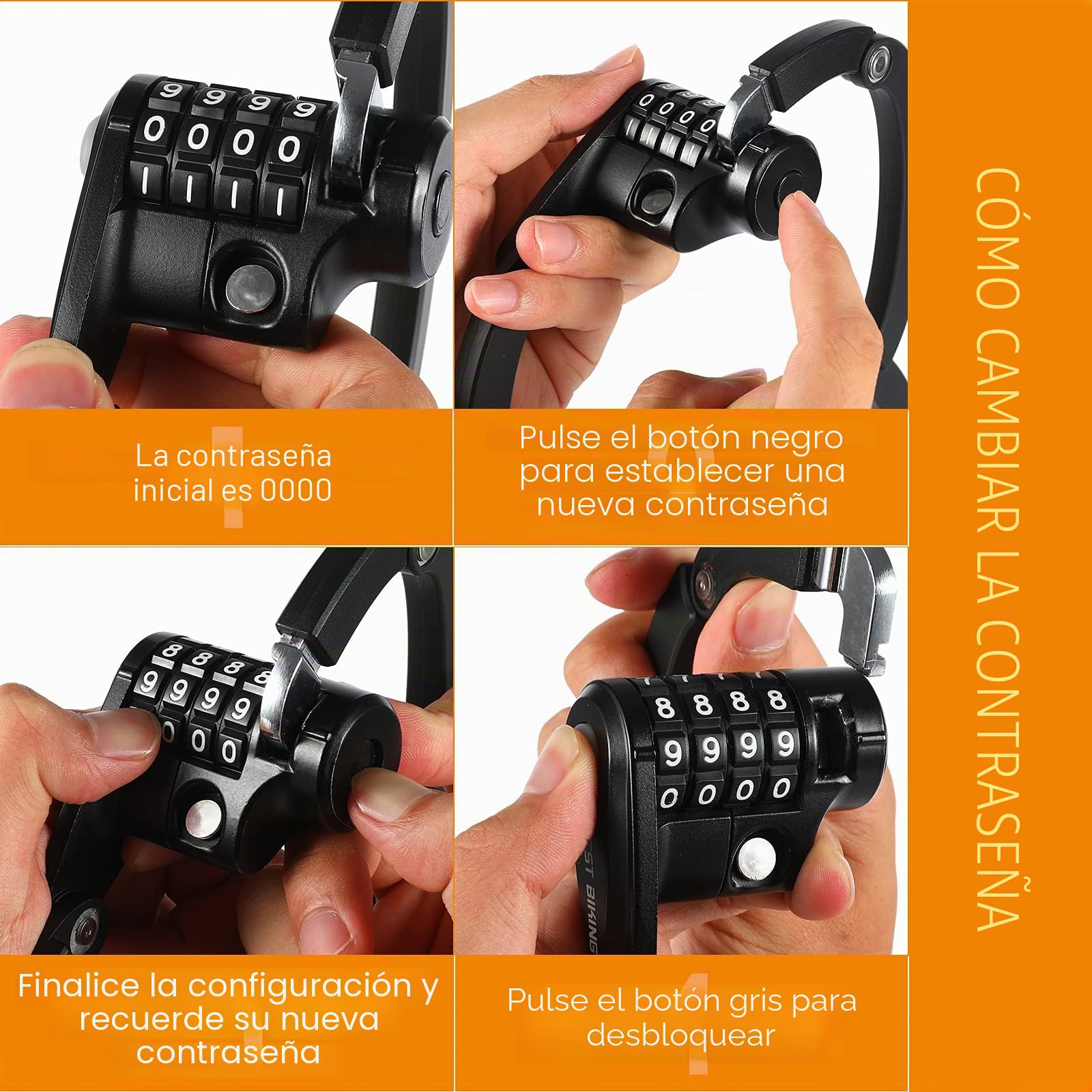 XIQI Candado plegable para bicicleta de alta seguridad, 85 cm de longitud, candado de combinación con soporte, alto nivel de seguridad 10, cerradura de bicicleta para bicicleta de montaña y carretera