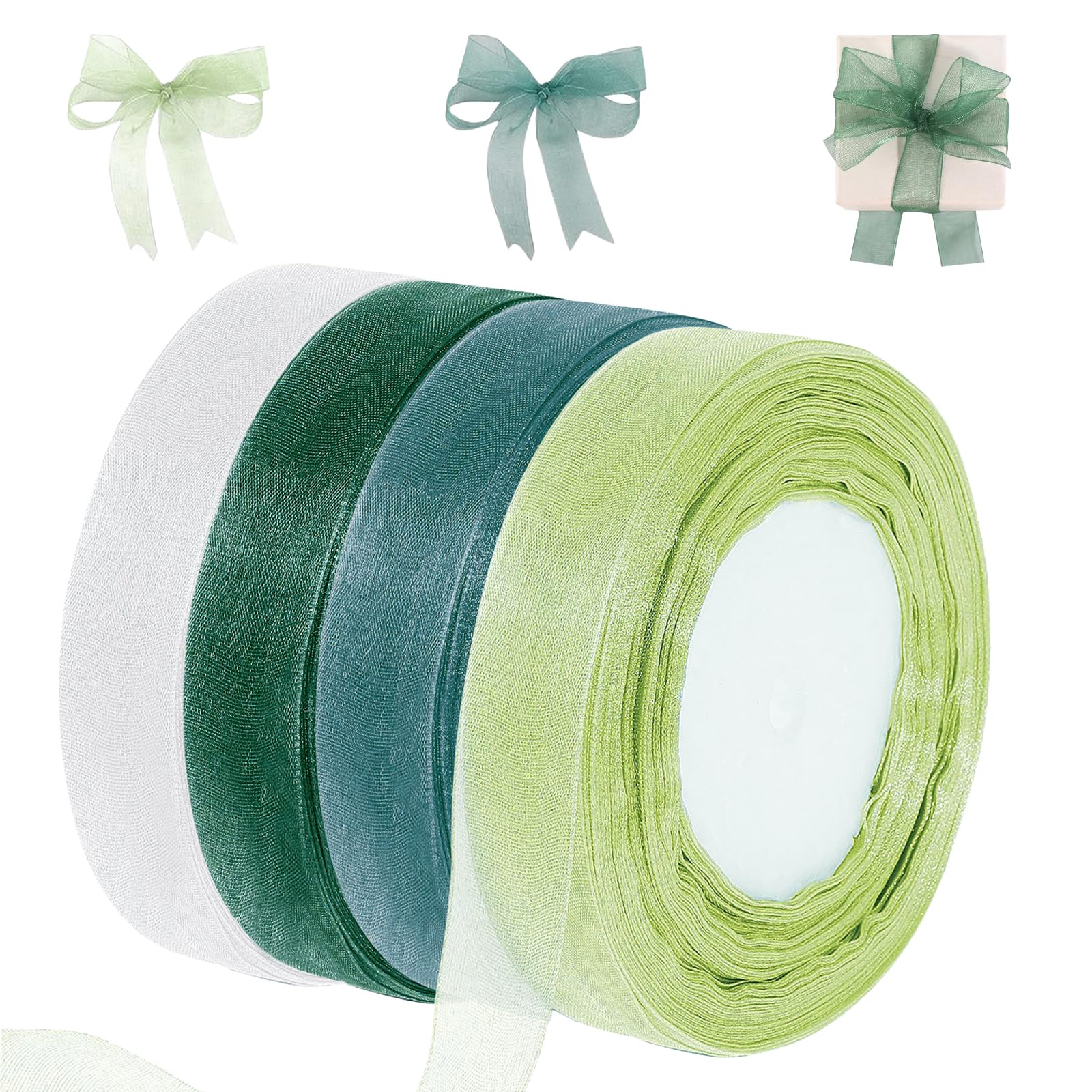 4 Rotoli Nastro Organza Blu 45m X 20mm – Decorativo Chiffon Per Regali, Bouquet, Matrimoni, Fai Da Te
