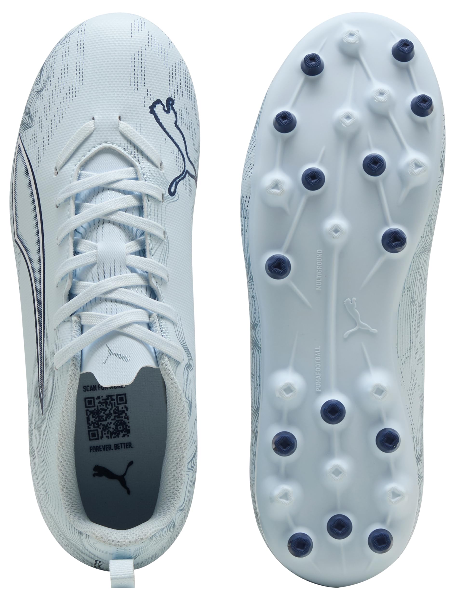 Puma Ultra 6 Play MG JR Scarpe da Calcio, Icy Blu, Bianco-Blu, 1.5 UK, Icy Blue Puma Bianco Blu Gioiello, 34 EU