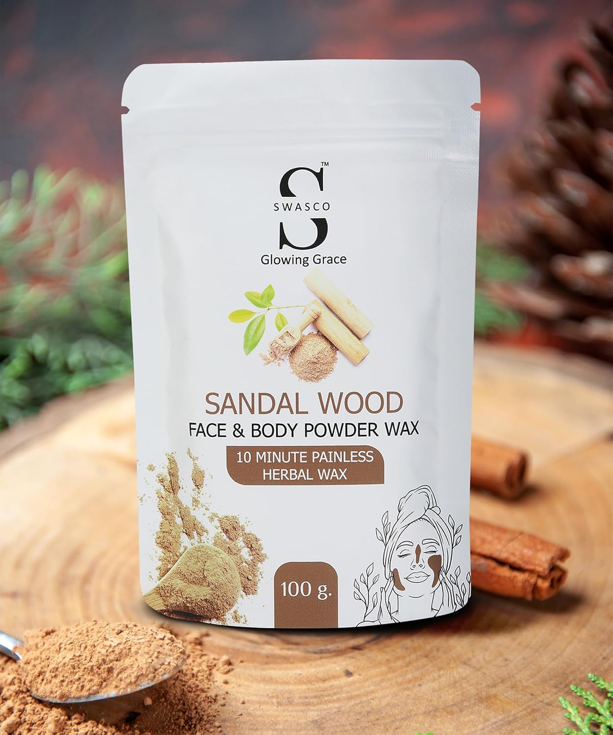 Swasco Face and Body Herbal Organic Wax Powder for Hair Removal 100g