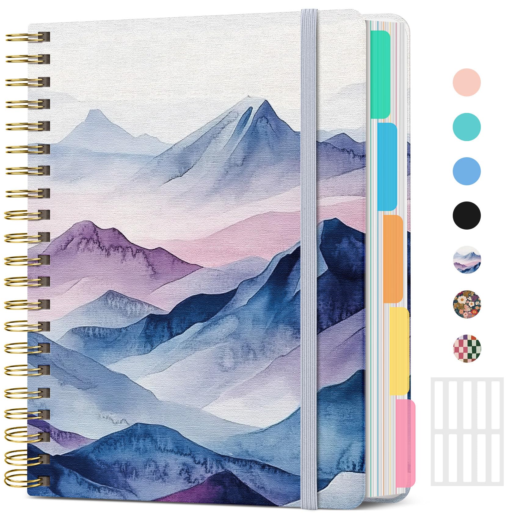 Large Spiral Lined Notebooks for Work With Removable Dividers & Tabs, 8.5"x11" Hardcover 5 Subject Notebook for Note Taking & Organizer, A4 College Ruled Journal for Women & Writing, Distant Peaks, 280 PagesThe Forest Stewardship Council