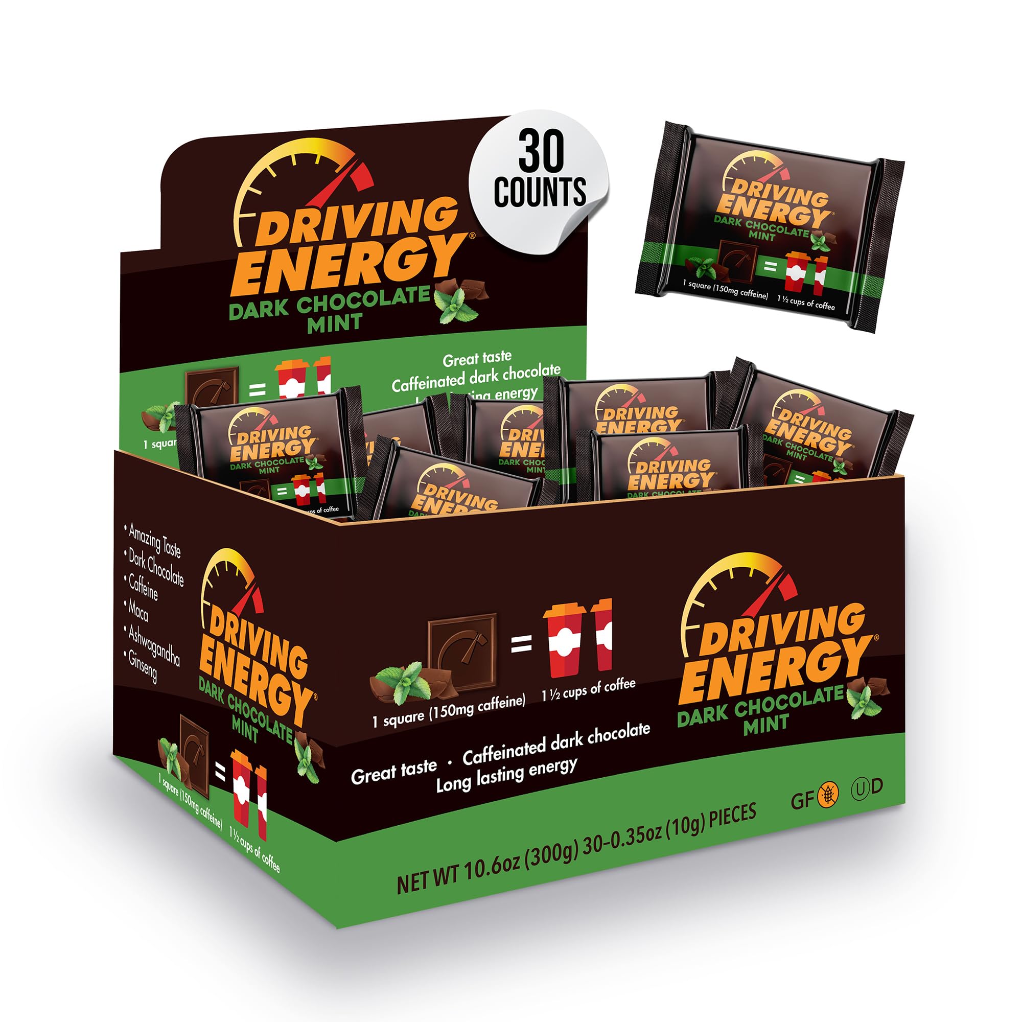 Amazon.com : Driving Energy - Caffeinated Energy Bite Size - Dark