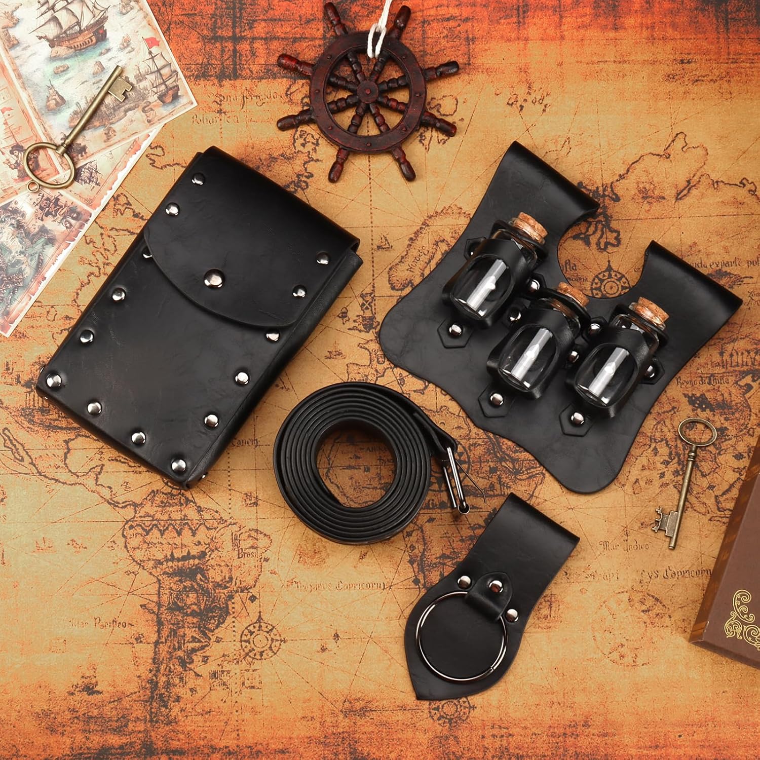 Renaissance Medieval Belt Viking Pouch Ren Faire Leather Potion Bags for Costume Cosplay - Image 3