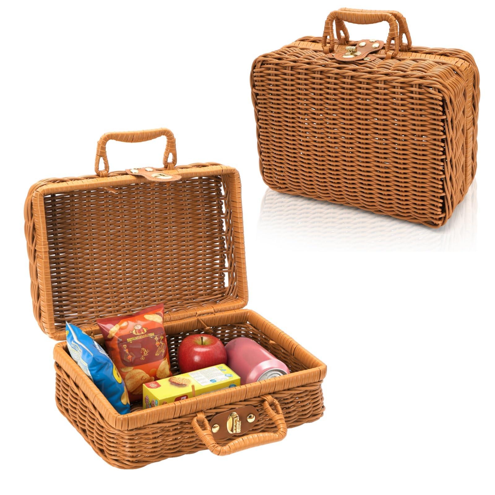 Amazon.com: Covzoe Small Wicker Picnic Basket, Vintage Rattan