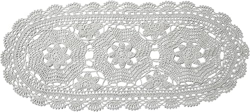 BIBITIME Mantel individual ovalado de 3 flores de encaje de ganchillo, para boda, comedor, dormitorio, jarrón, decoración del hogar, camino de mesa