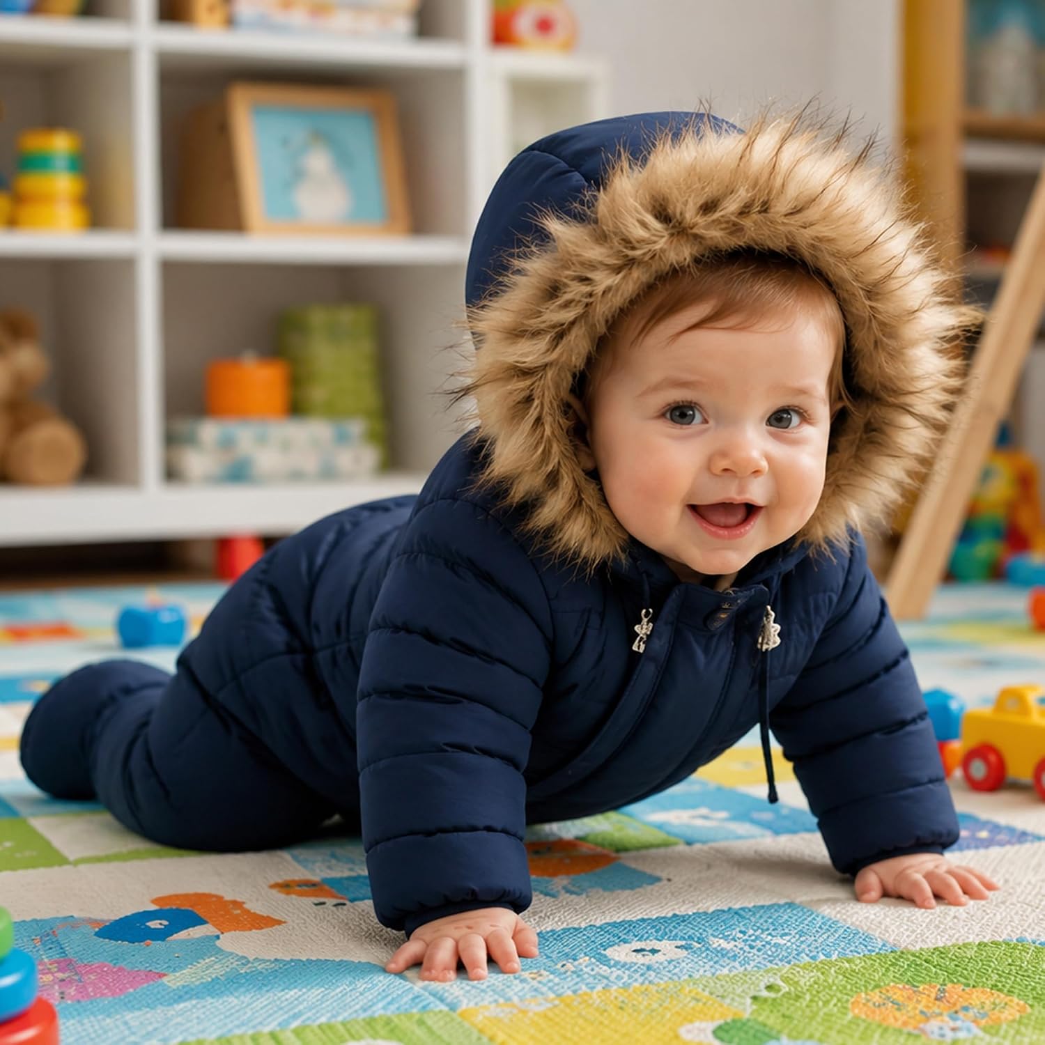 Baby Girl Boy Snowsuit Cute Down Jacket Hooded Romper Light Puffer Padded Jumpsuit Infant Winter Outwear image 3